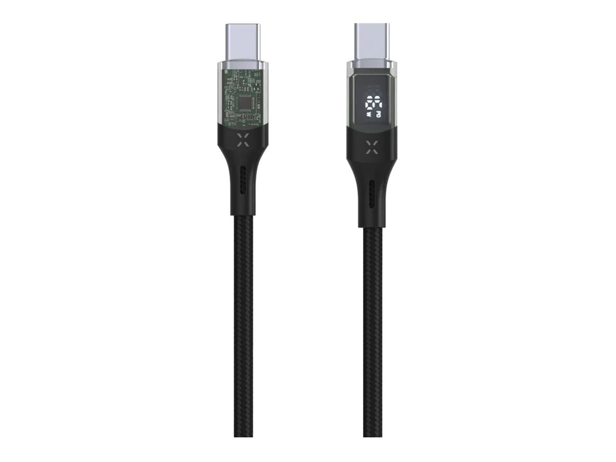 Fixed - Cable USB-C/USB-C with display, PD support, 2m, USB 2.0, 100W - FIXDD-CC2-BK