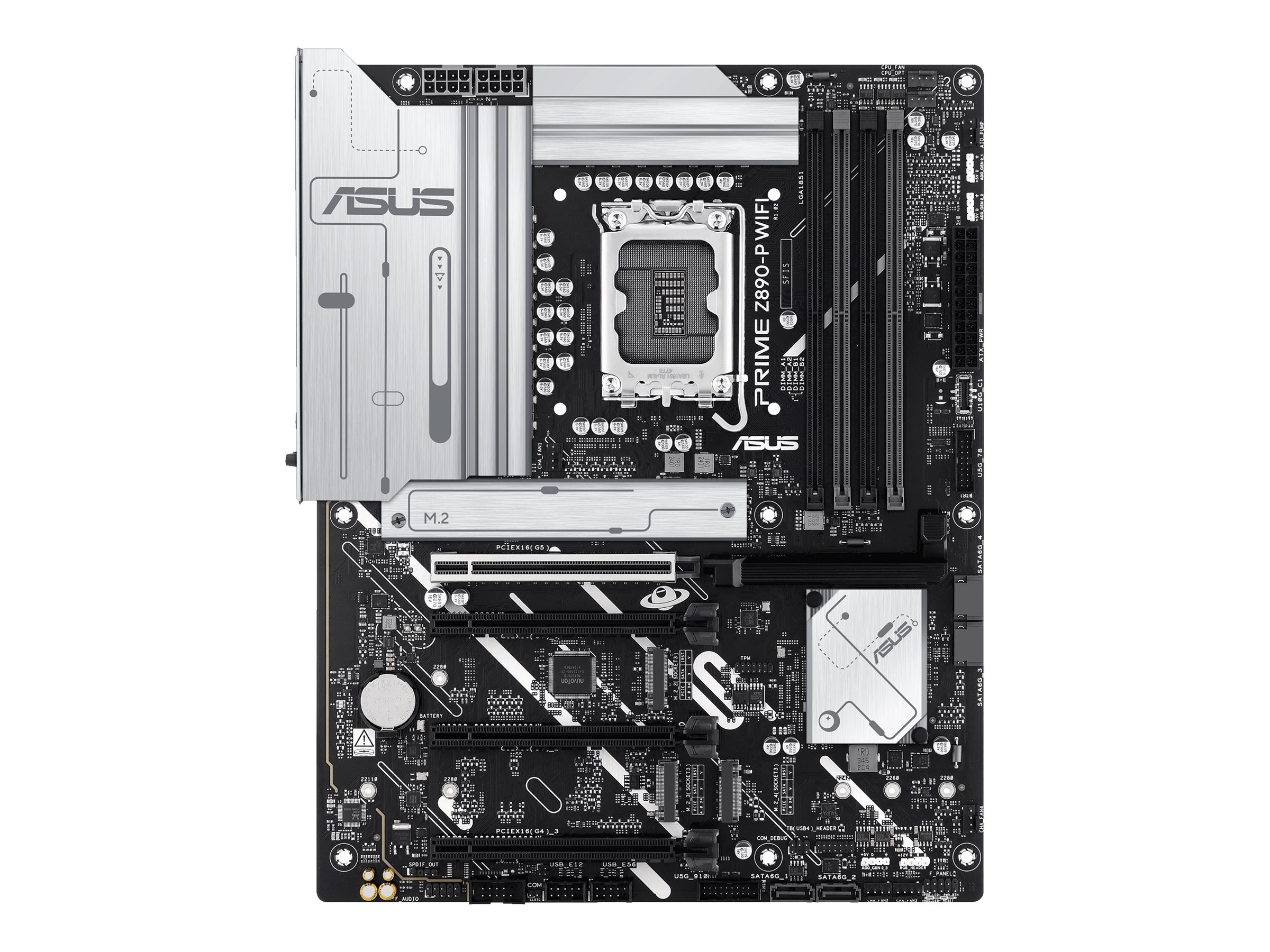 Asus PRIME Z890-P WIFI - Processor family Intel - Processor socket LGA1851 - DDR5 - Supported hard disk drive interfaces M.2, SATA - Number of SATA connectors 4
