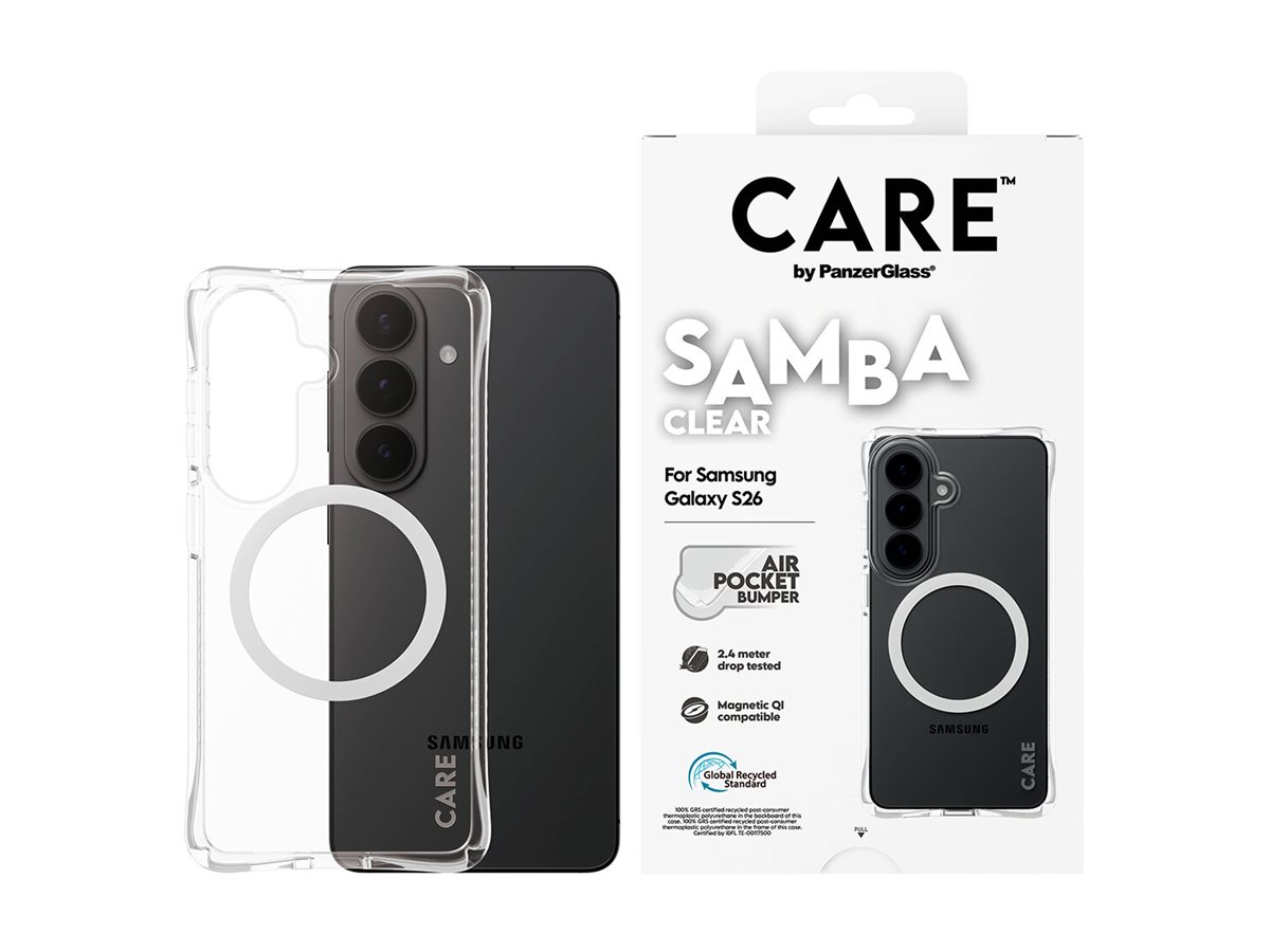 CARE by PanzerGlass Samba Case Transparent w. White Qi Samsung New Galaxy S26 - PanzerGlass