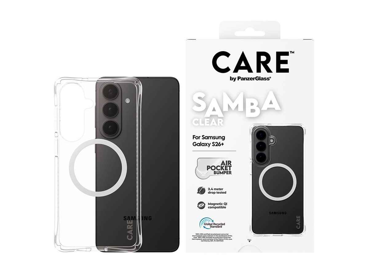 CARE by PanzerGlass Samba Case Transparent w. White Qi Samsung New Galaxy S26 Plus - PanzerGlass