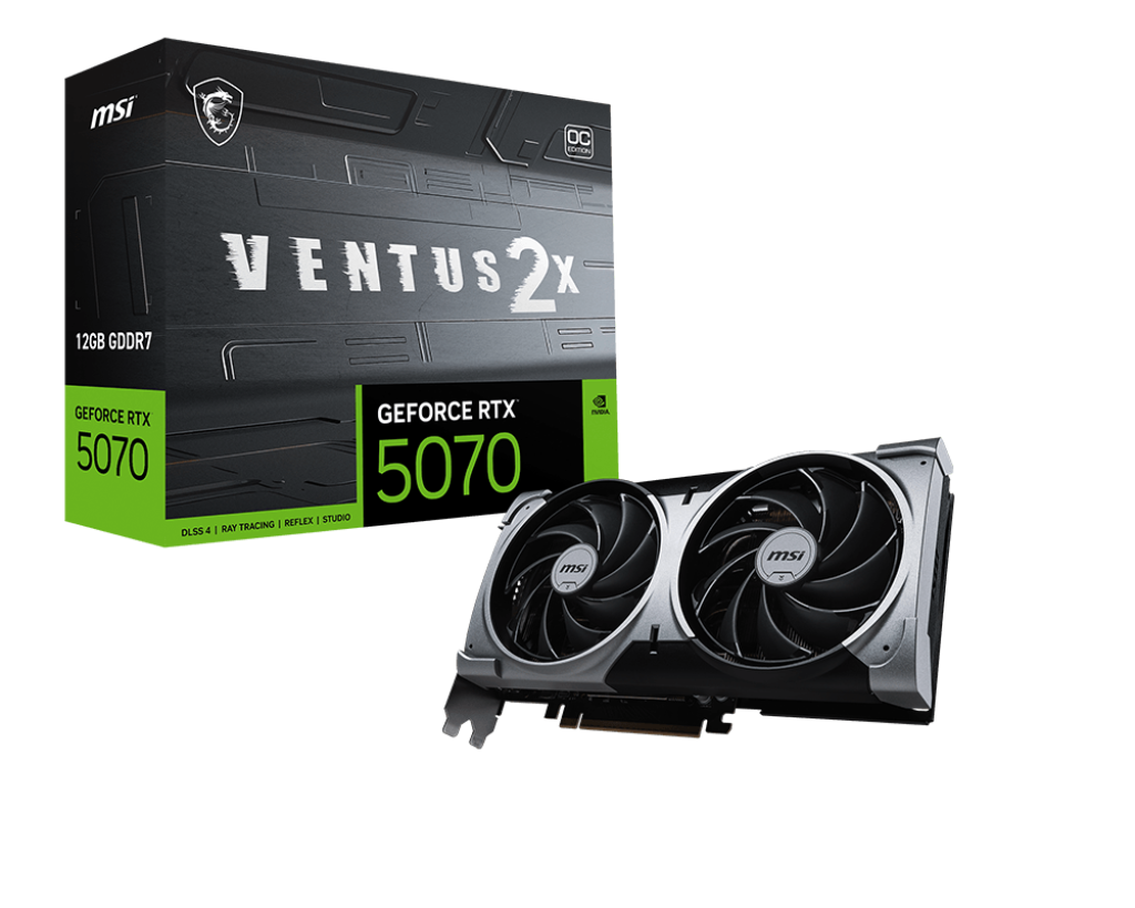 MSI GeForce RTX 5070 12G VENTUS 2X OC - NVIDIA - 12 GB - GeForce RTX 5070 - GDDR7 - HDMI ports quantity 1 - PCI Express Gen 5