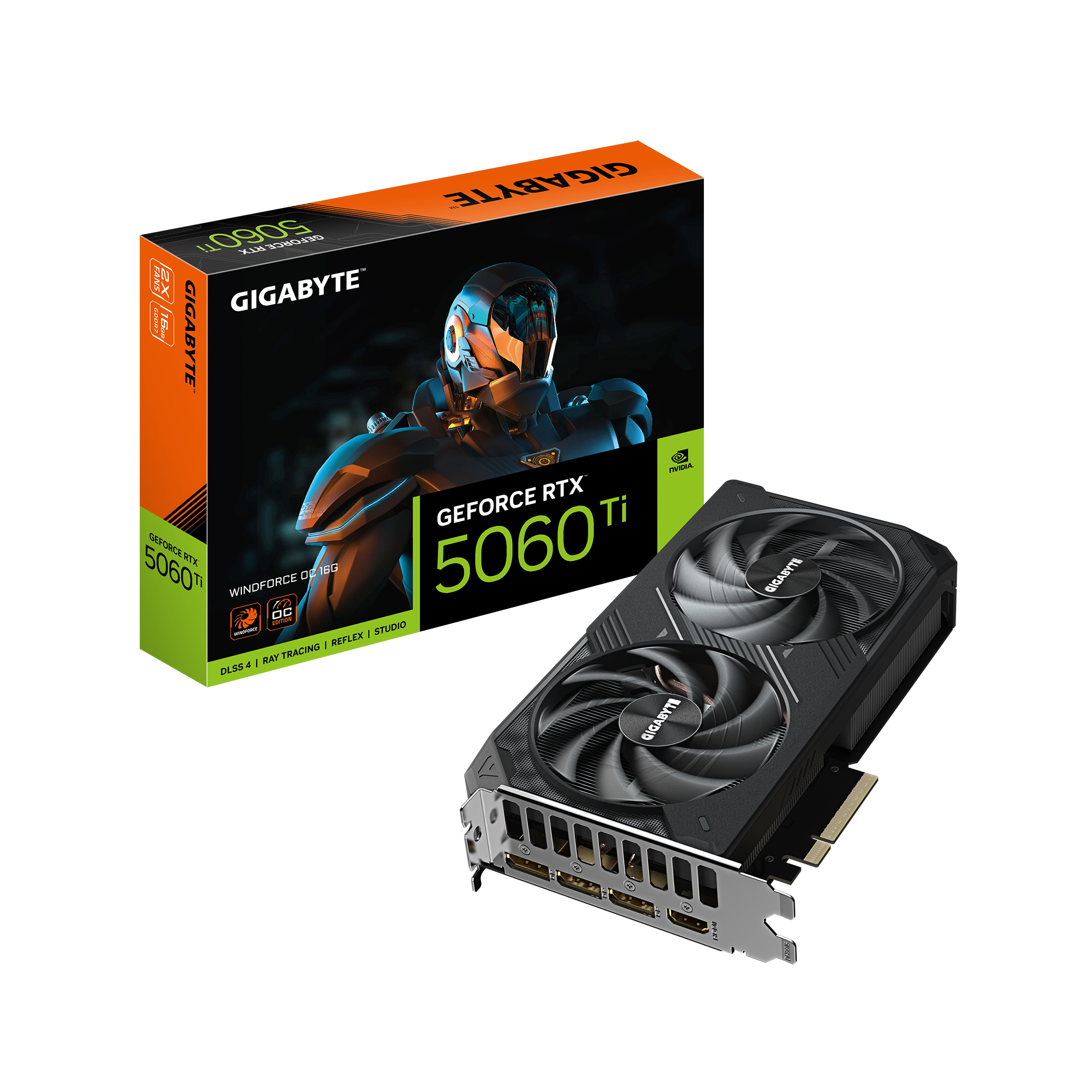 Gigabyte GeForce RTX 5060 Ti WINDFORCE OC 16G - NVIDIA - 16 GB - GeForce RTX 5060 Ti - GDDR7 - HDMI ports quantity 1 - PCI-E 5.0