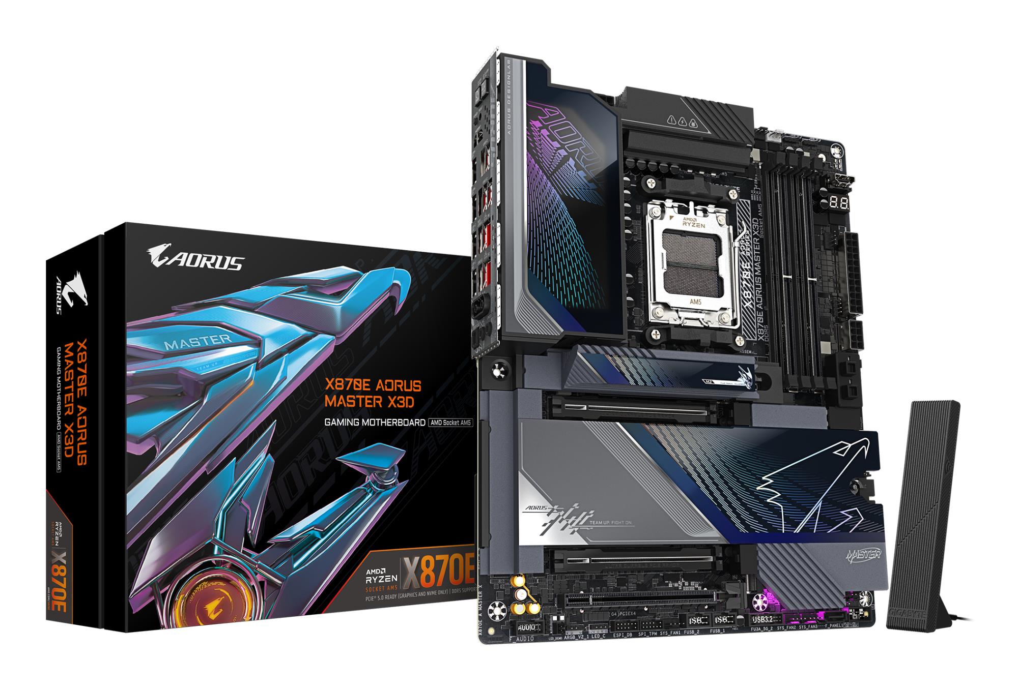 Mainboard|GIGABYTE|AMD X870E|Socket AM5|ATX|RAM DDR5-SDRAM|4xSlots|Wi-Fi Yes|Bluetooth Yes|5xNumber of M.2 (M) slots|GIGABYTE X870E AORUS MASTER X3D|X870EAMASTERX