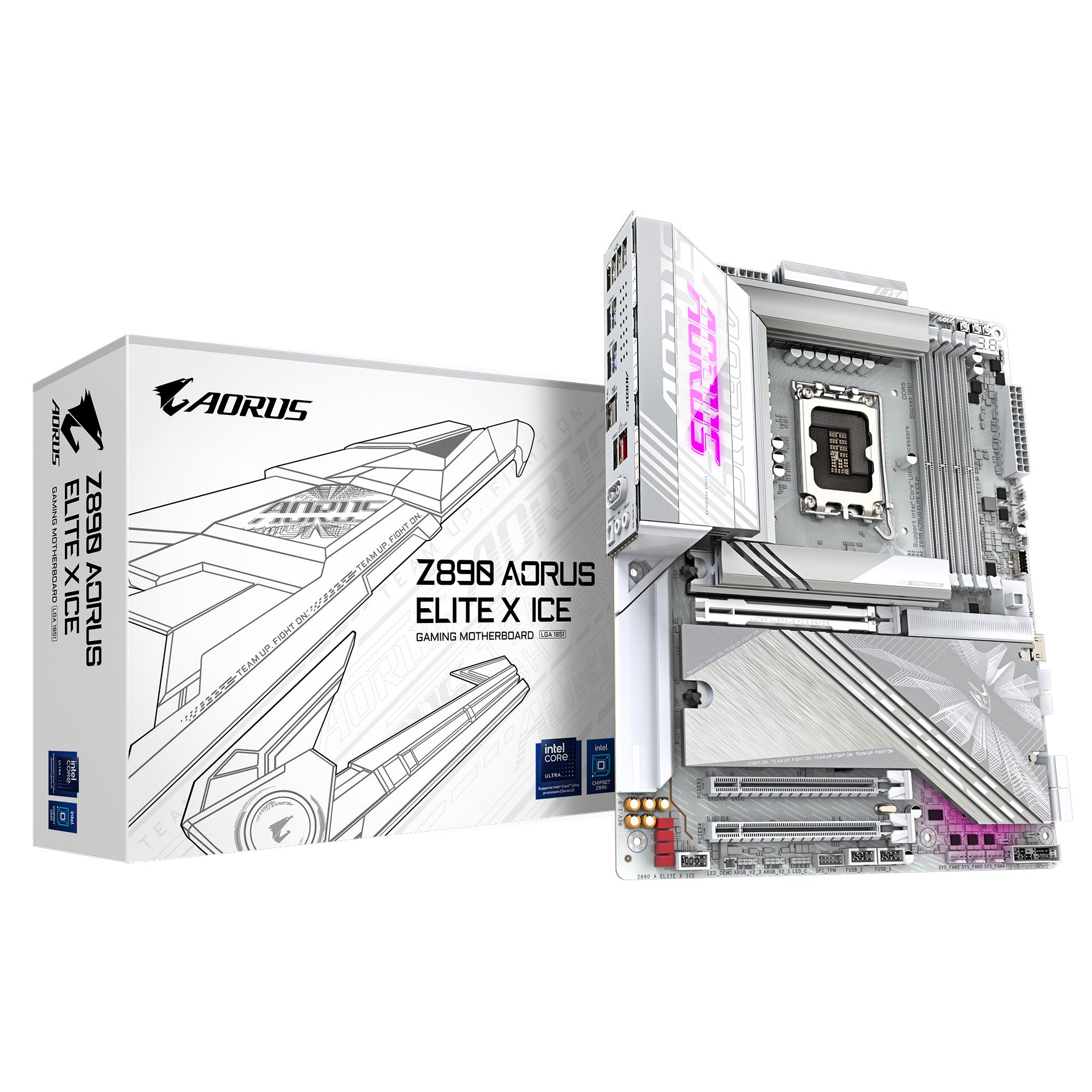 Mainboard|GIGABYTE|Intel Z890|LGA1851|ATX|Memory DDR5|Memory slots 4|1xPCI-Express 4.0 1x|1xPCI-Express 4.0 4x	|1xPCI-Express 5.0 16x|5xM.2|4xUSB 2.0|6xUSB 3.2|1xUSB-C w/Thunderbolt|1xOptical S/PDIF|1xRJ45|2xAudio port|Z890AELITEXICE