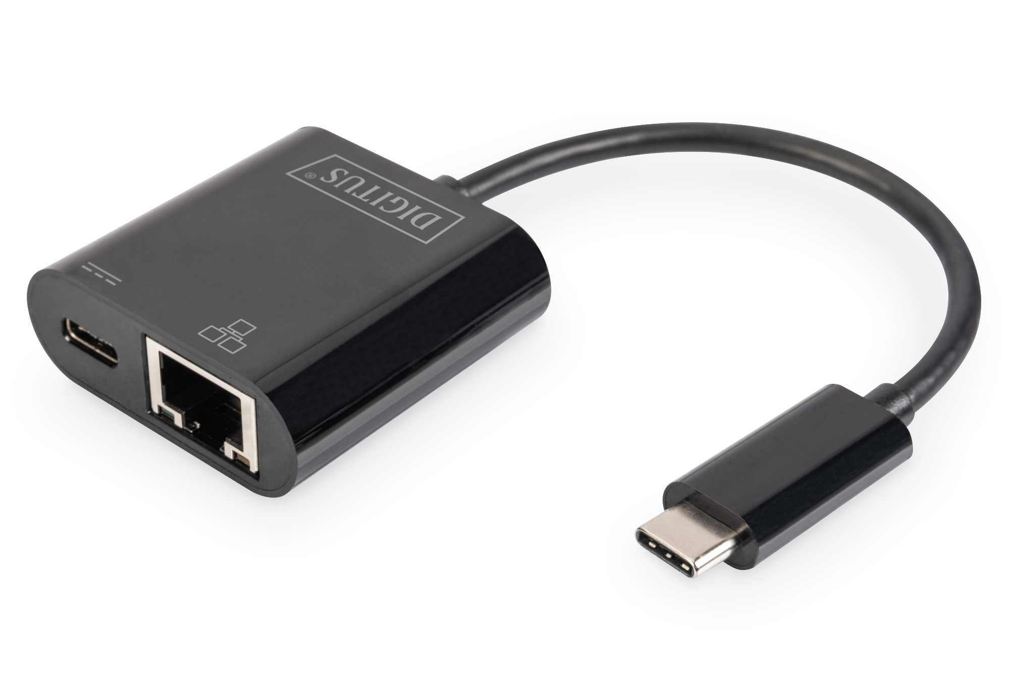 Digitus - USB-Type-C Gigabit Ethernet Adapter + PD with power delivery function - DN-3027 - Black