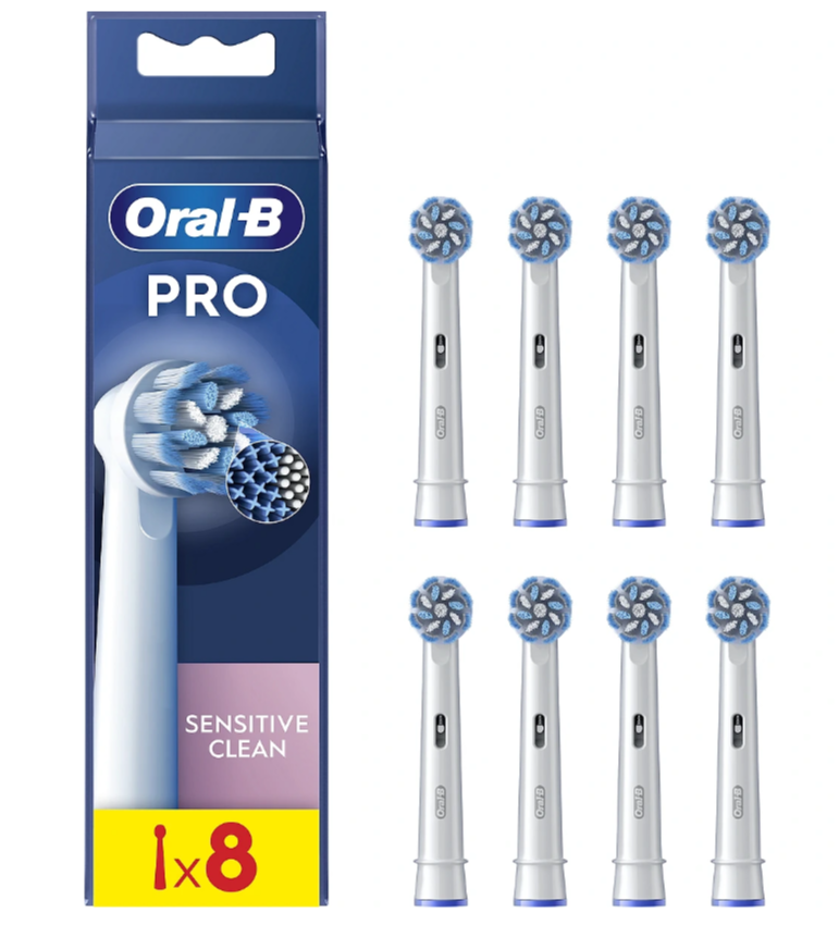Oral-B - Replaceable toothbrush heads - EB60X-8 Sensitive Clean Pro - Heads - For adults - Number of brush heads included 8 - White